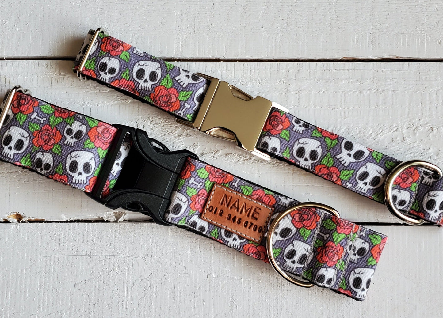 Skulls & Roses Dog Collar