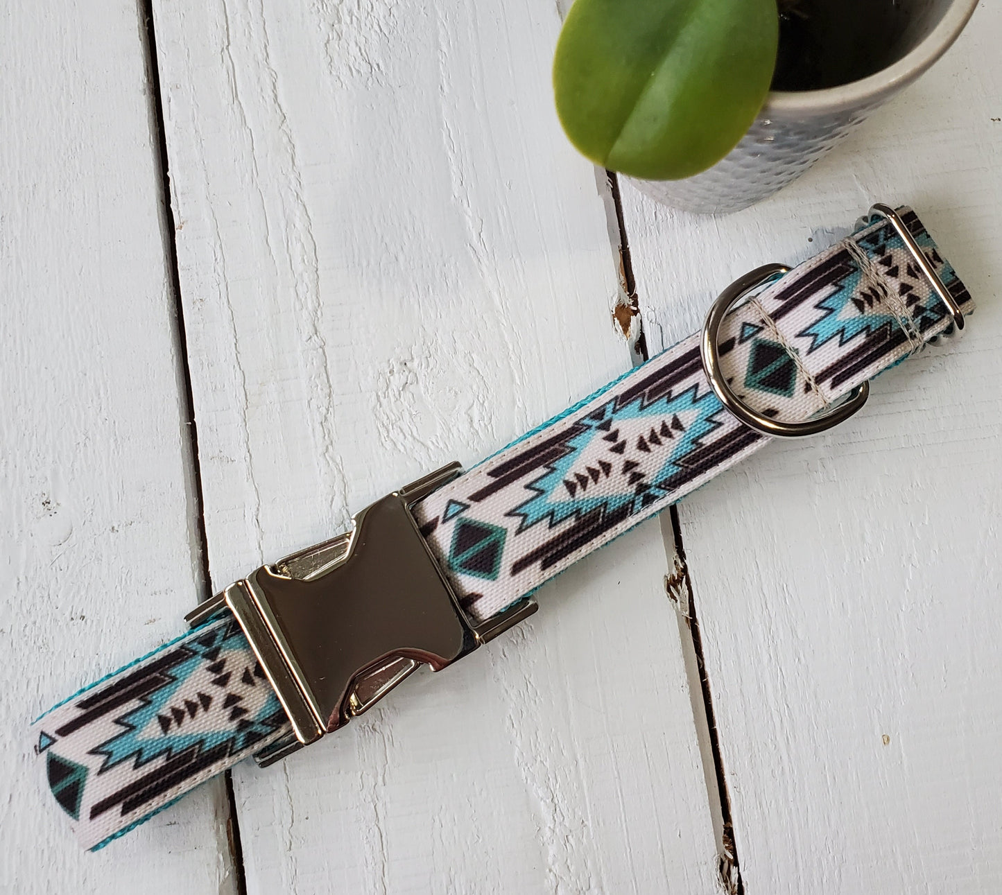 Western Teal Geo Dog Collar