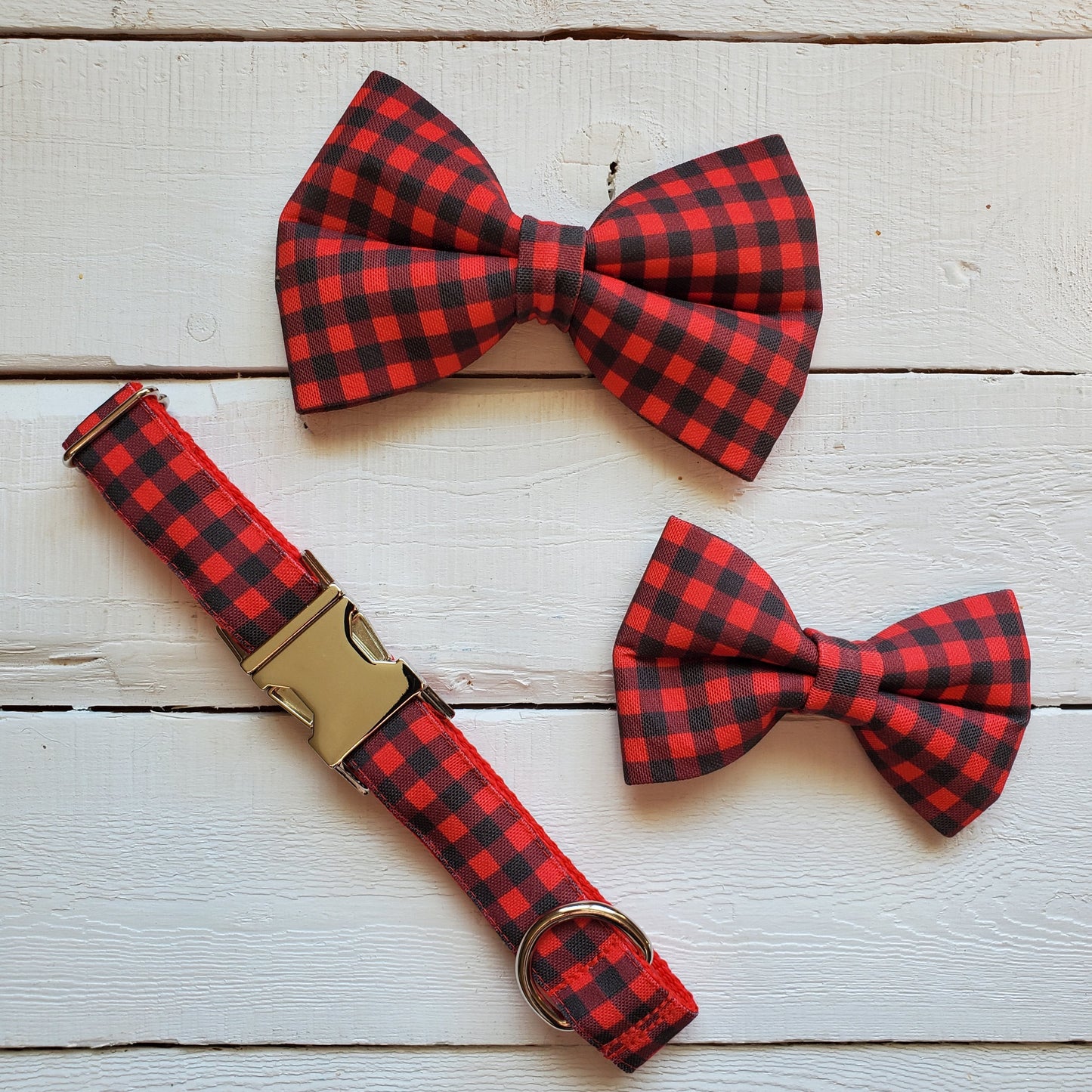 Red & Black Buffalo Plaid Over-the-collar Bowtie