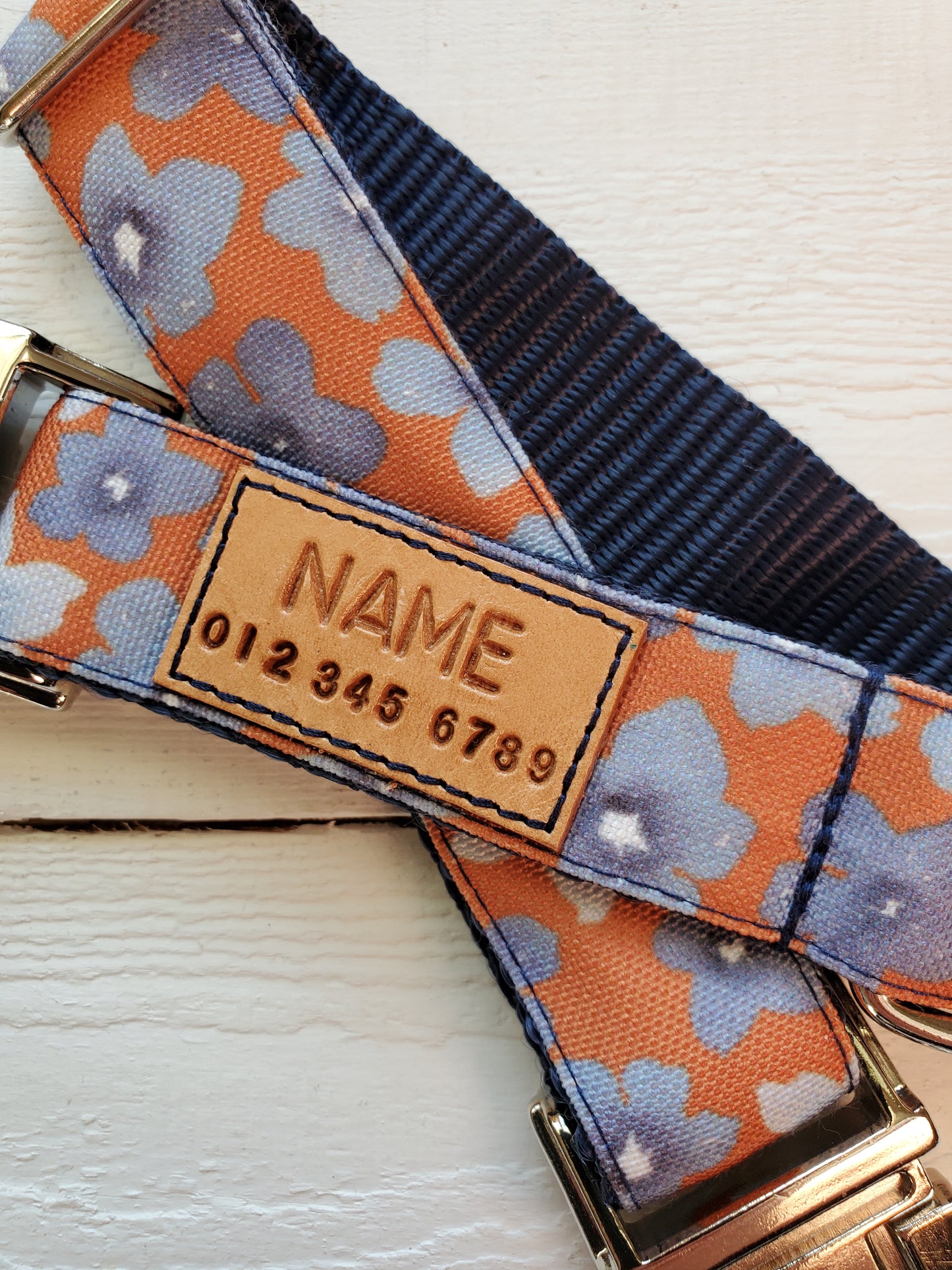 Indigo Floral Dog Collar