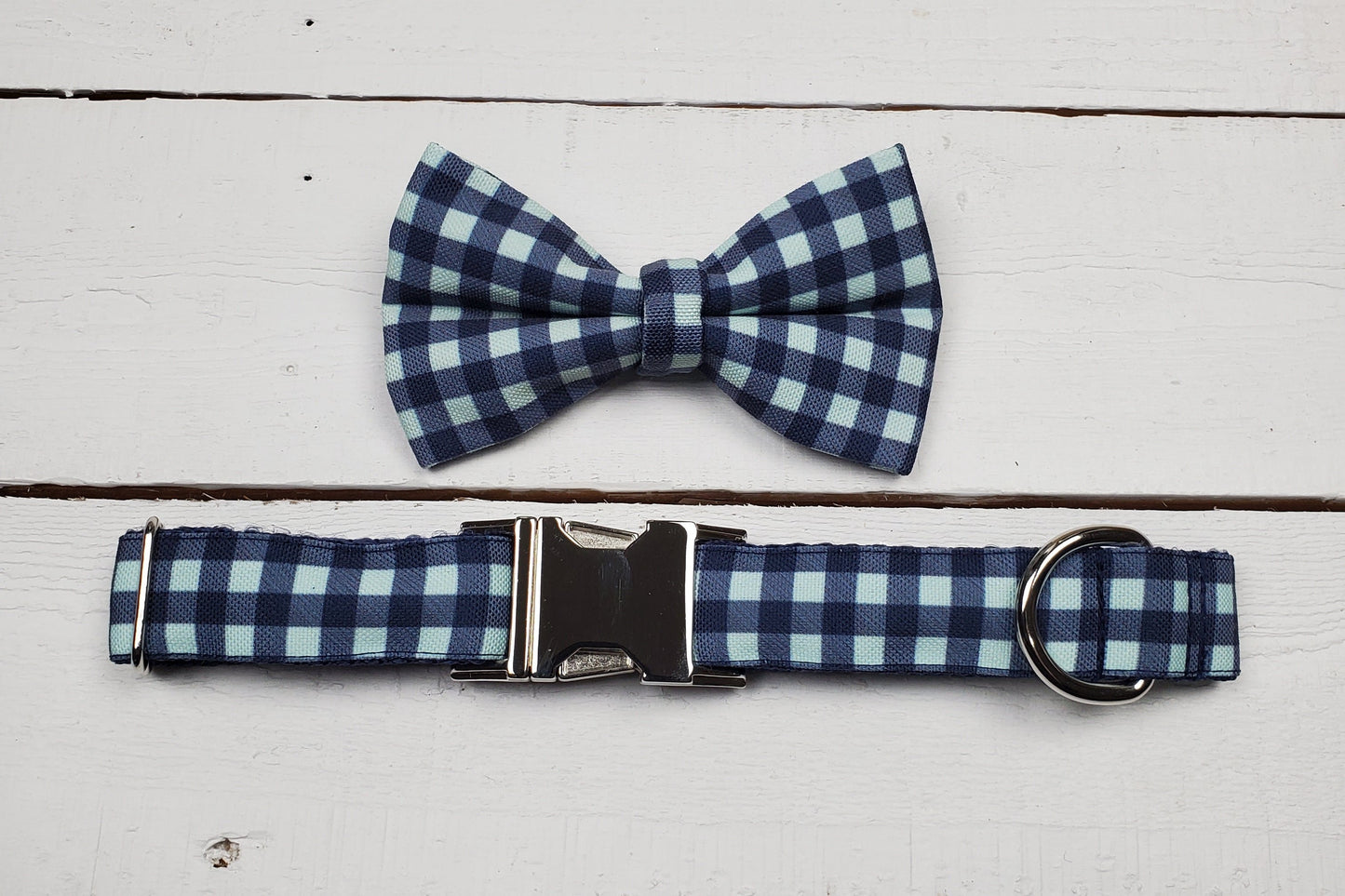 Light Blue & Navy Over-the-collar Bowtie