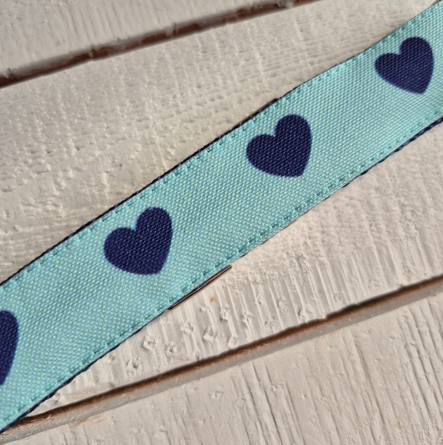 Navy Hearts on Mint Dog Collar