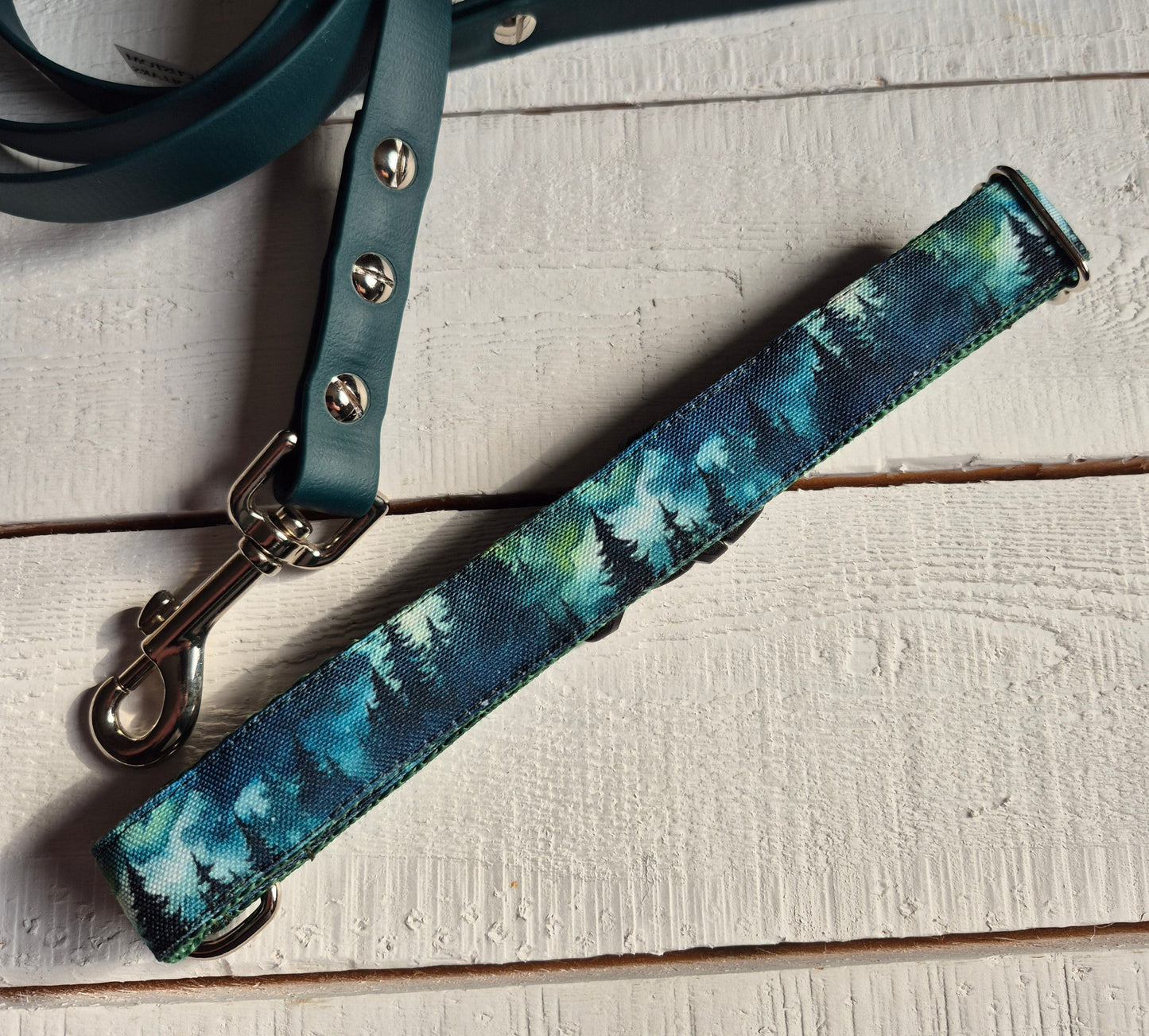 Blue Teal Forest Dog Collar