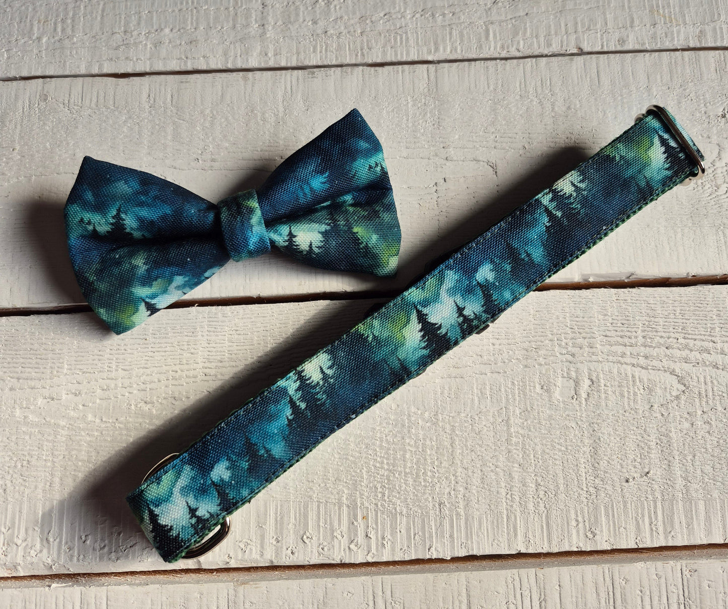 Blue Teal Forest Dog Collar