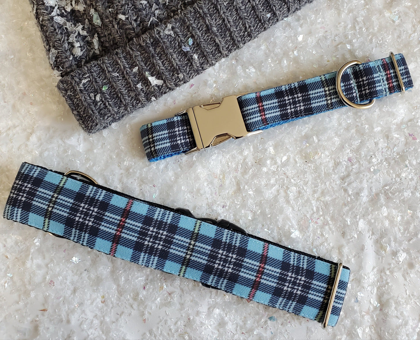 Blue Plaid Dog Collar