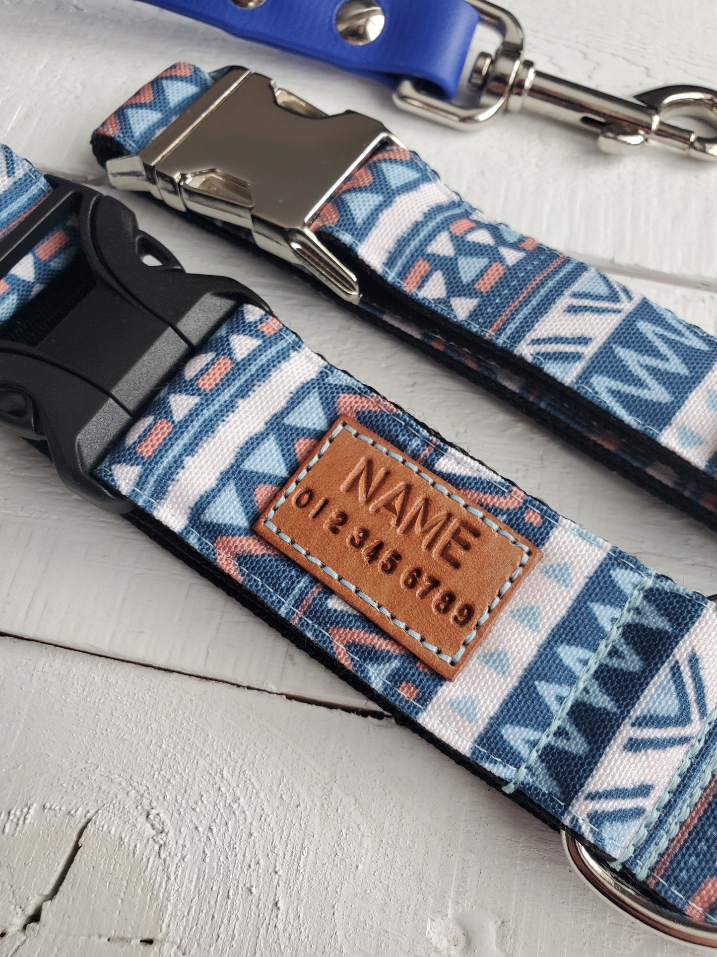 Blue Orange Aztec Dog Collar