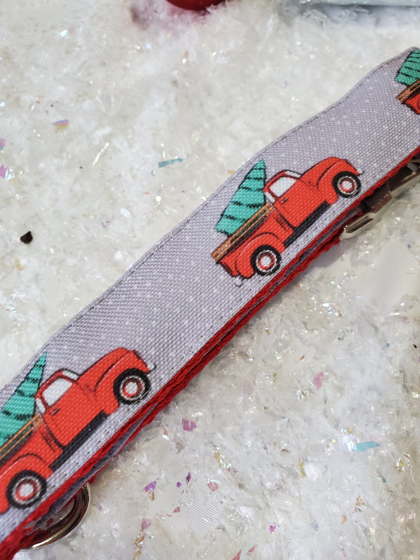 Red Trucks & Christmas Trees Dog Collar