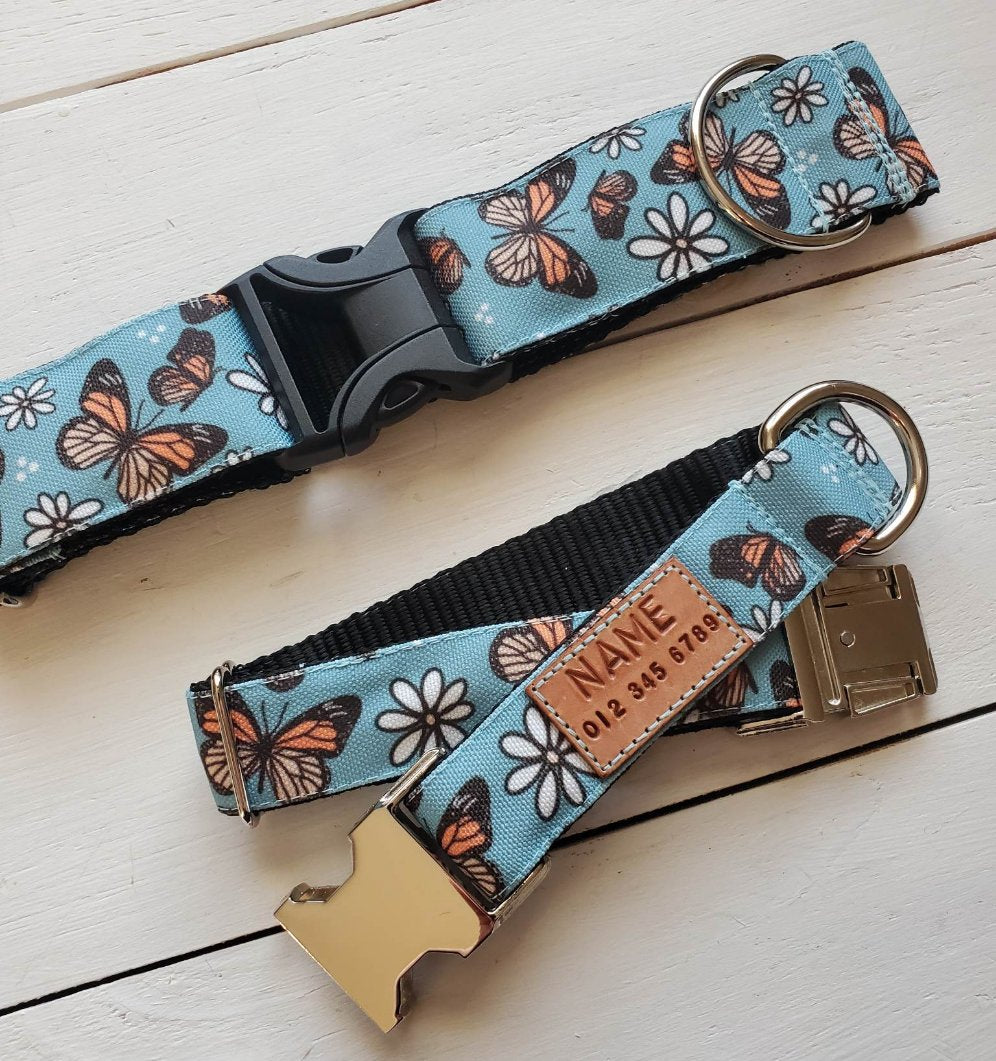 Butterflies Daisies Dog Collar