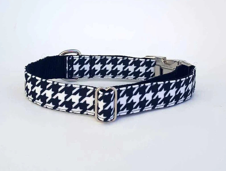 Black & White Houndstooth Dog Collar