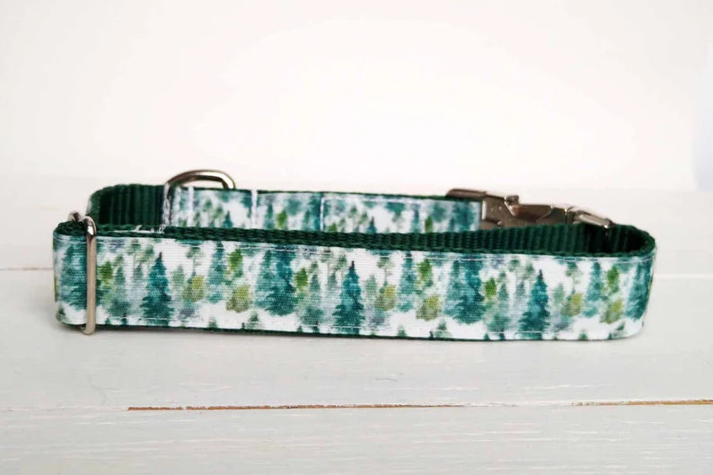 Watercolor Trees Dog Collar