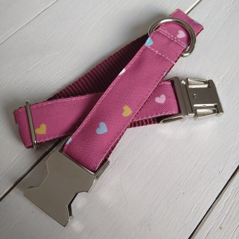 Rose Hearts Dog Collar