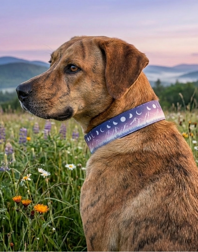 Moon & Mountains Dog Collar