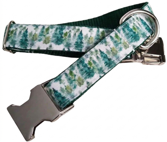 Watercolor Trees Dog Collar