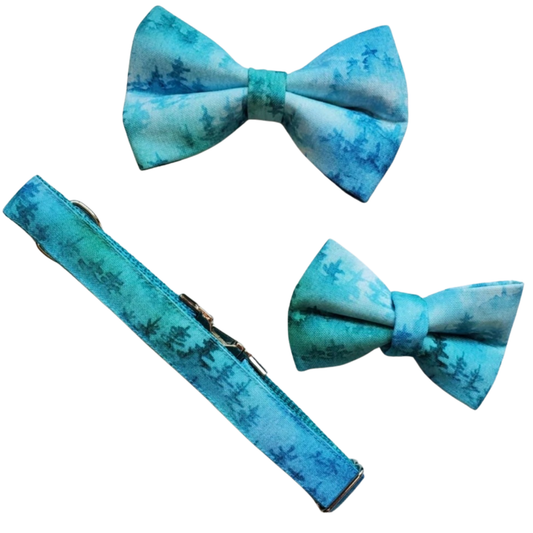 Aqua Forest Over-the-collar Bowtie