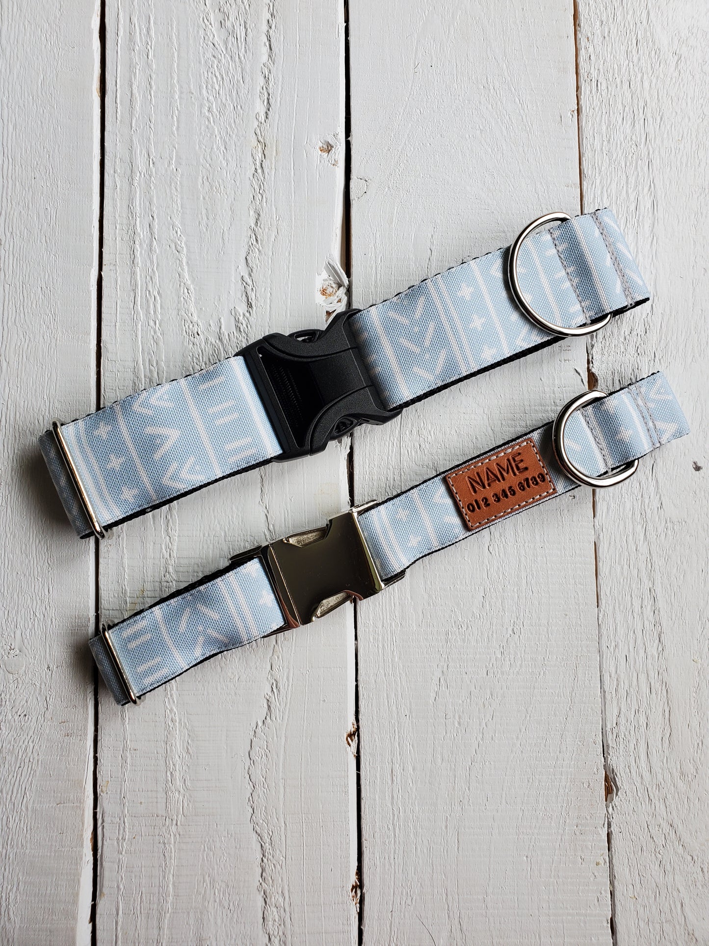 Blue Grey Mudcloth dog collar