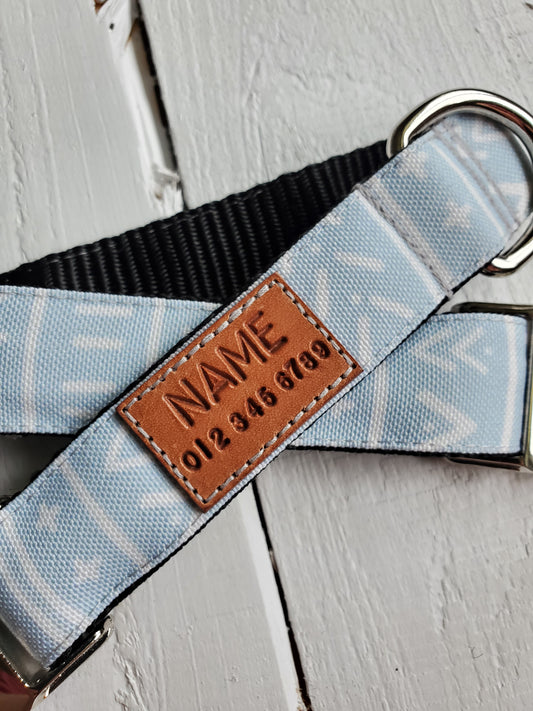 Blue Grey Mudcloth dog collar