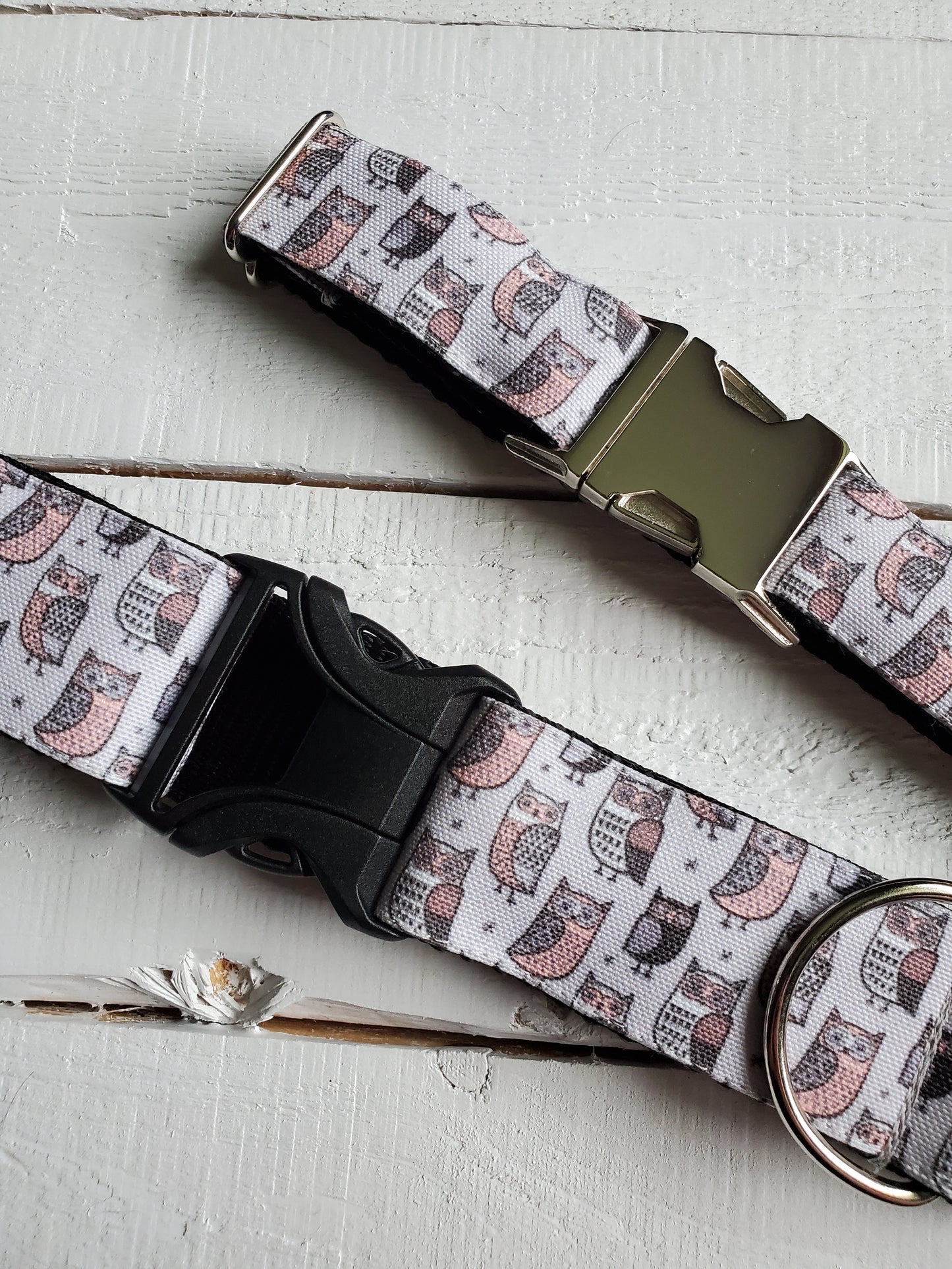 Gray Owls dog collar