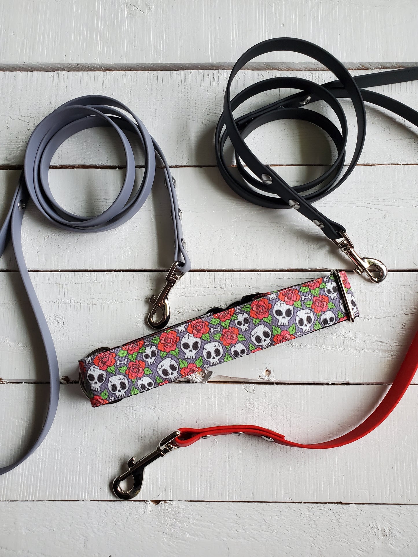 Skulls & Roses dog collar