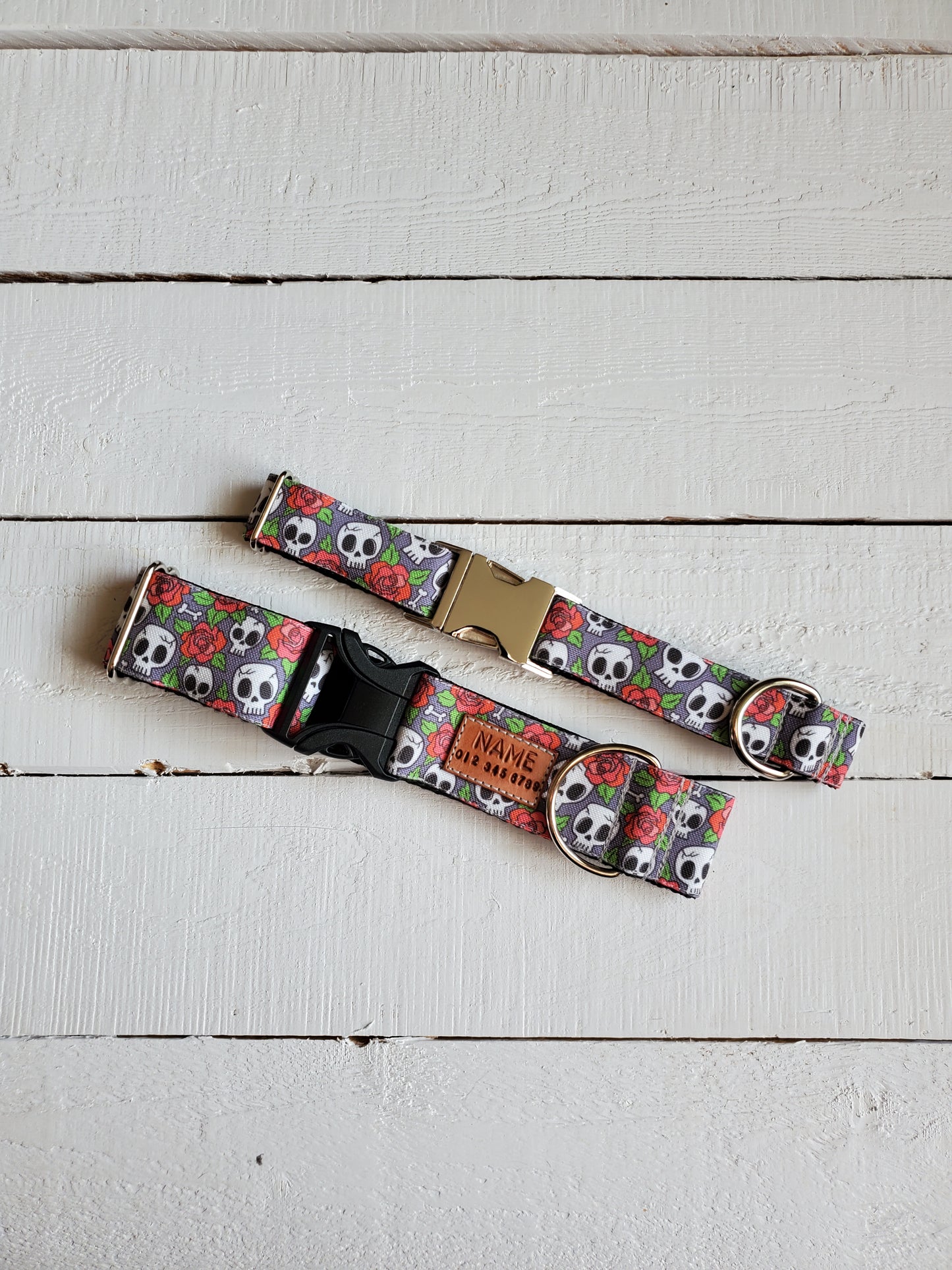 Skulls & Roses dog collar