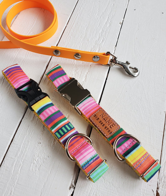 Bright Stripes Dog Collar - water & stain resistant