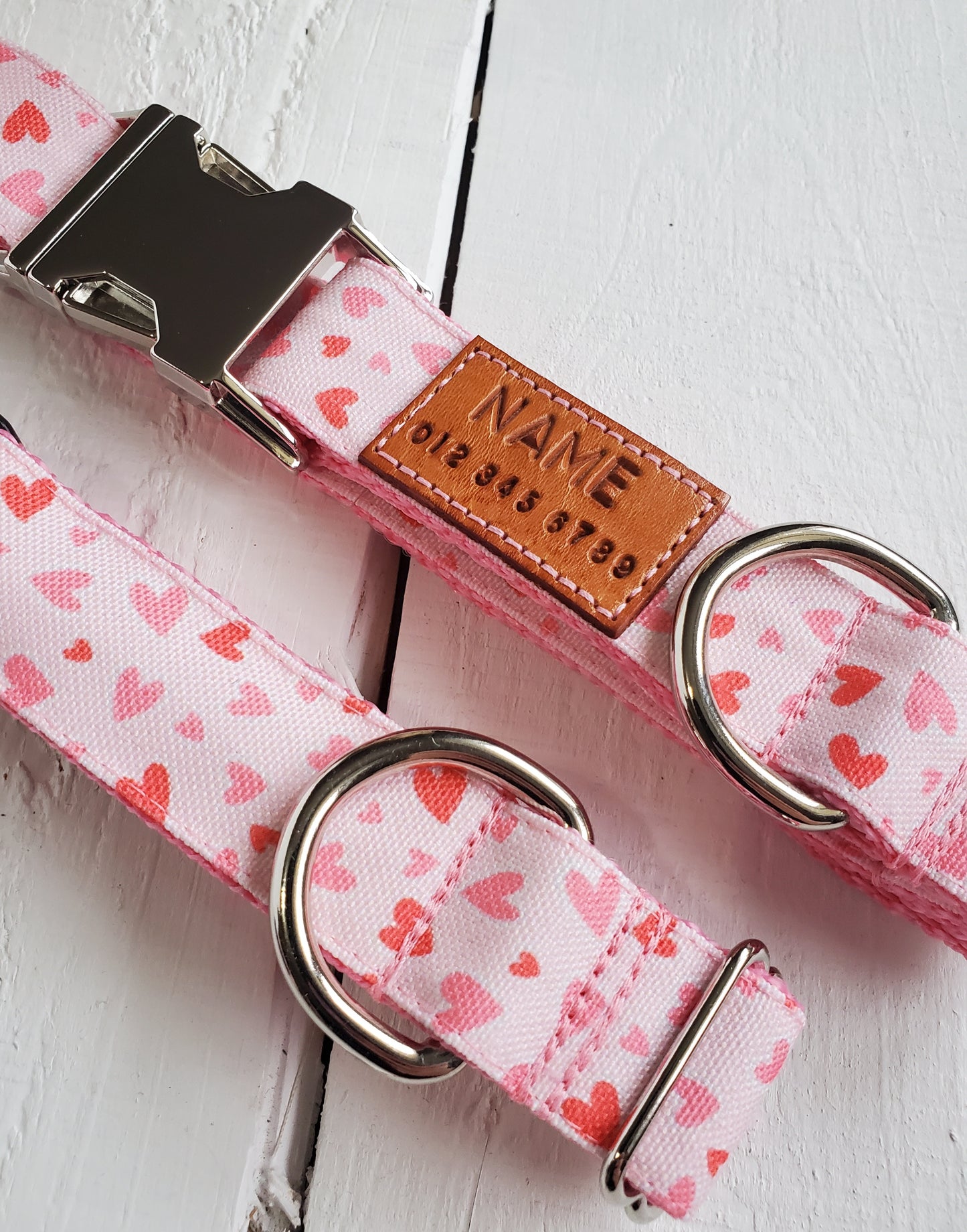 Pink Hearts Dog Collar - water & stain resistant