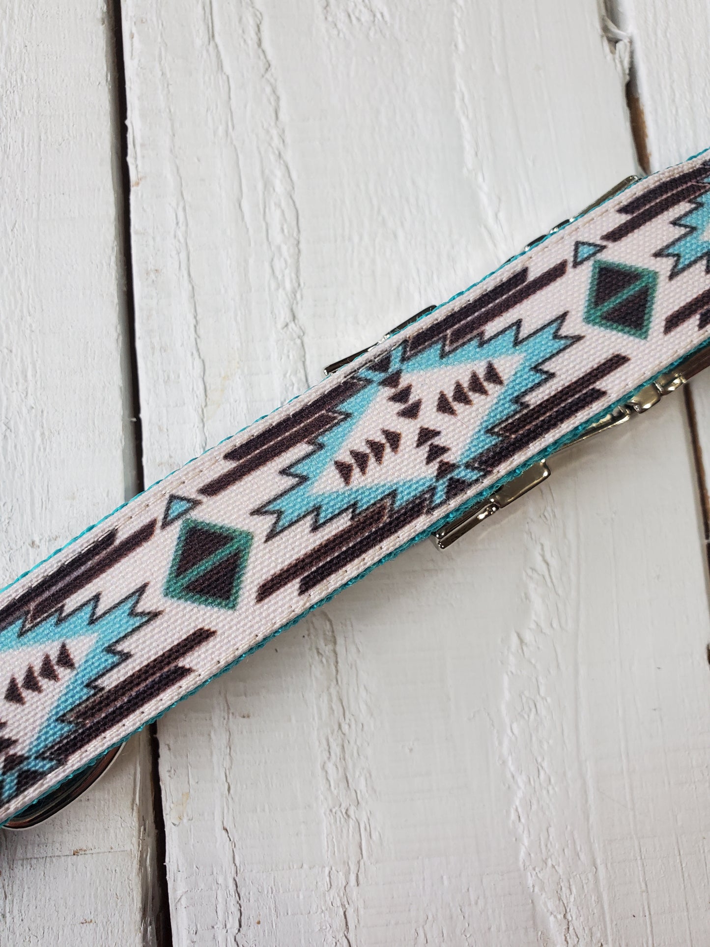 Western Teal Geo dog collar