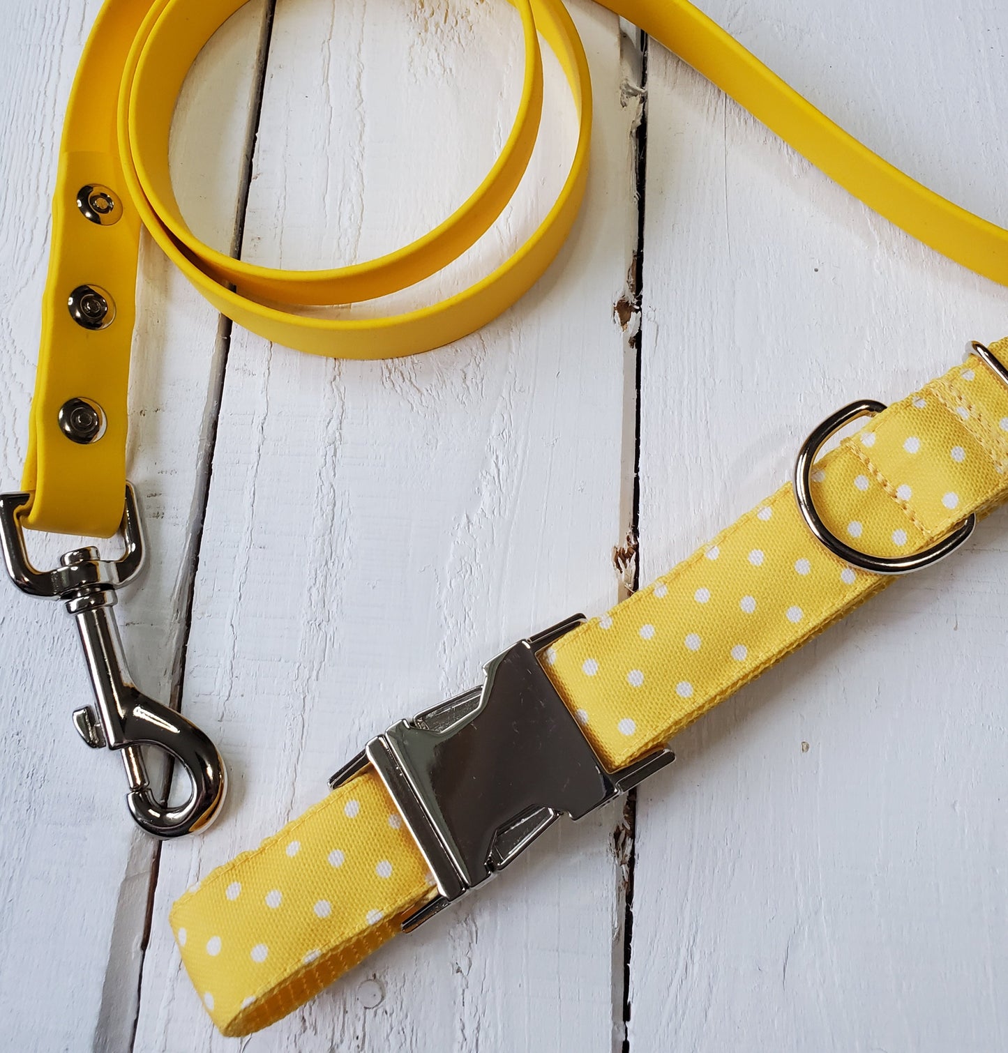 Yellow Polka Dot dog collar