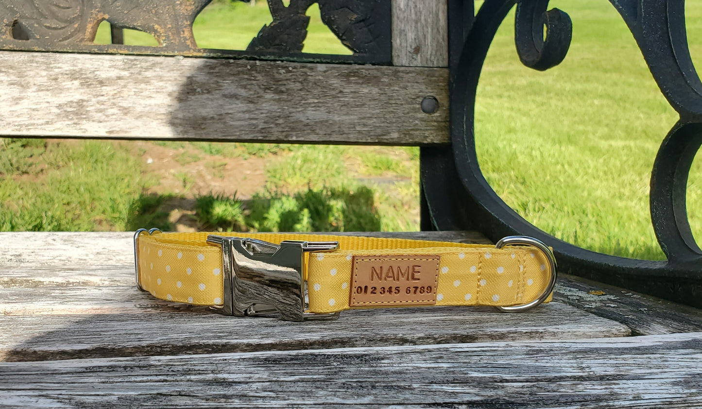 Yellow Polka Dot dog collar