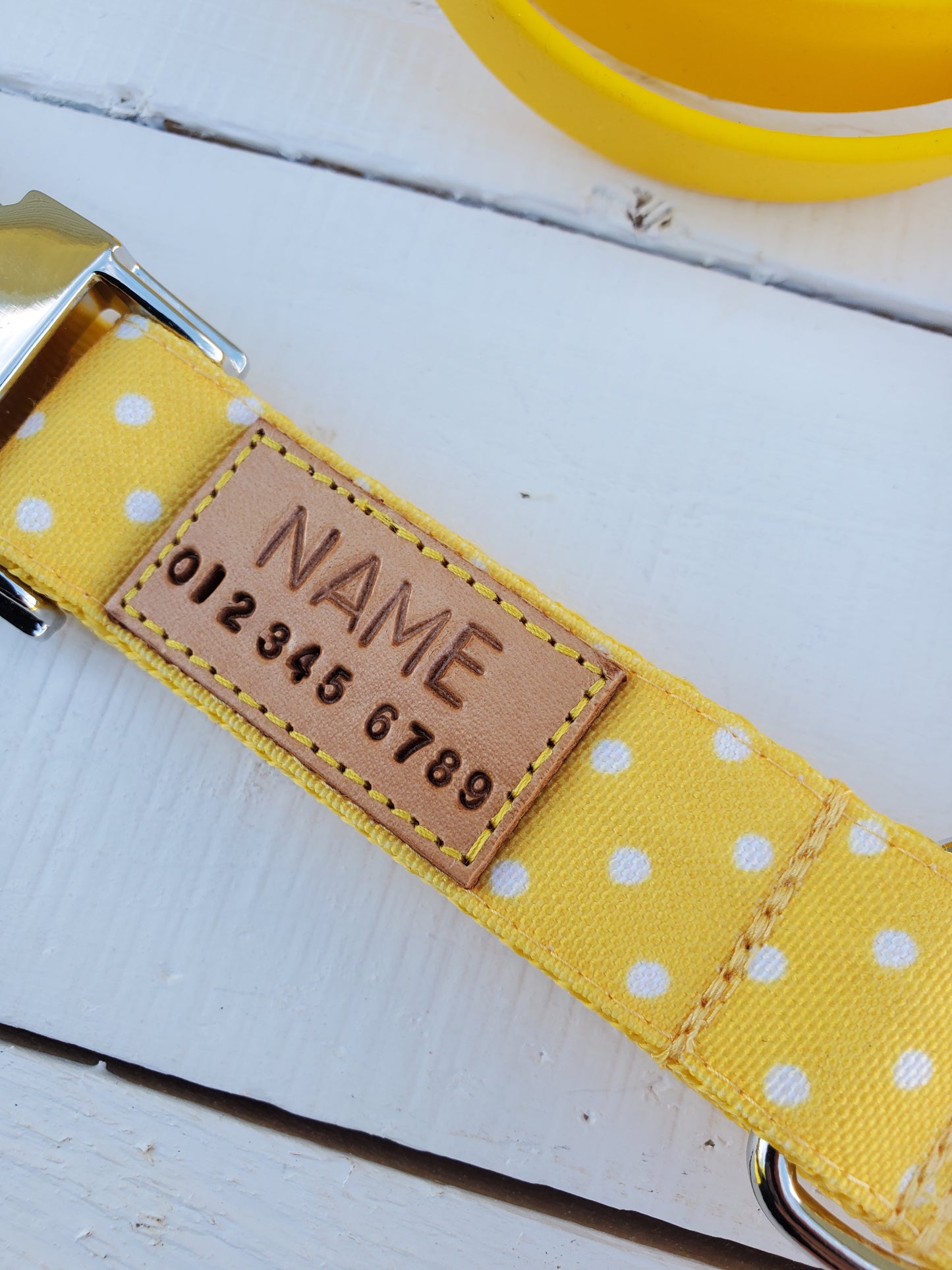 Yellow Polka Dot dog collar