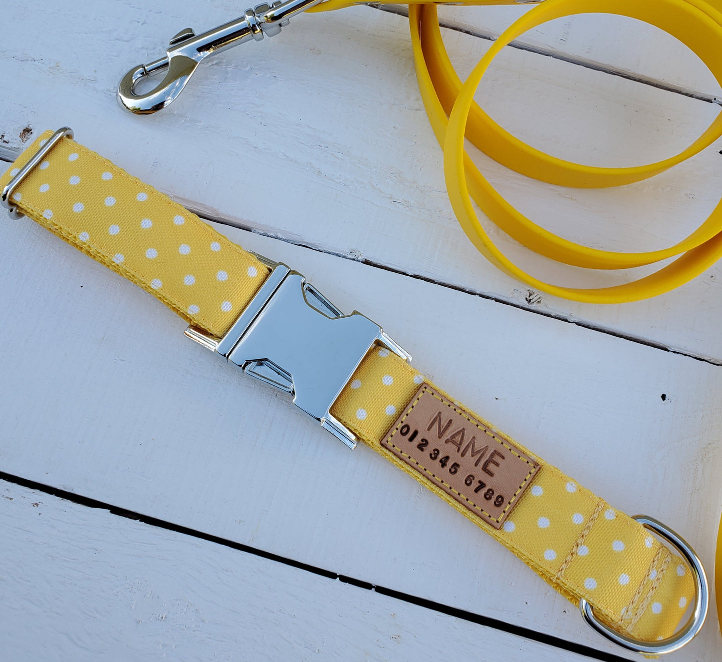 Yellow Polka Dot dog collar