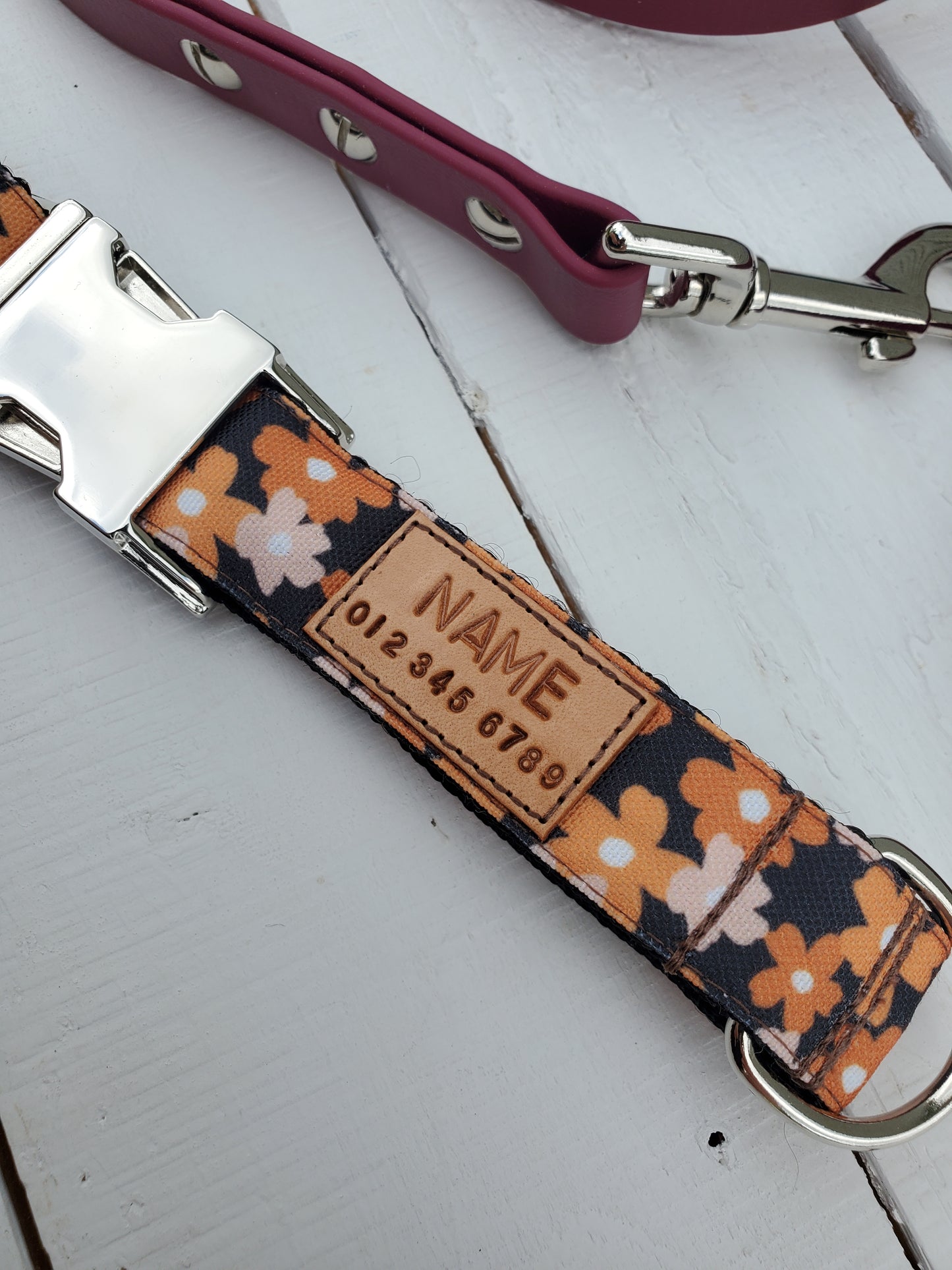 Neutral Floral dog collar