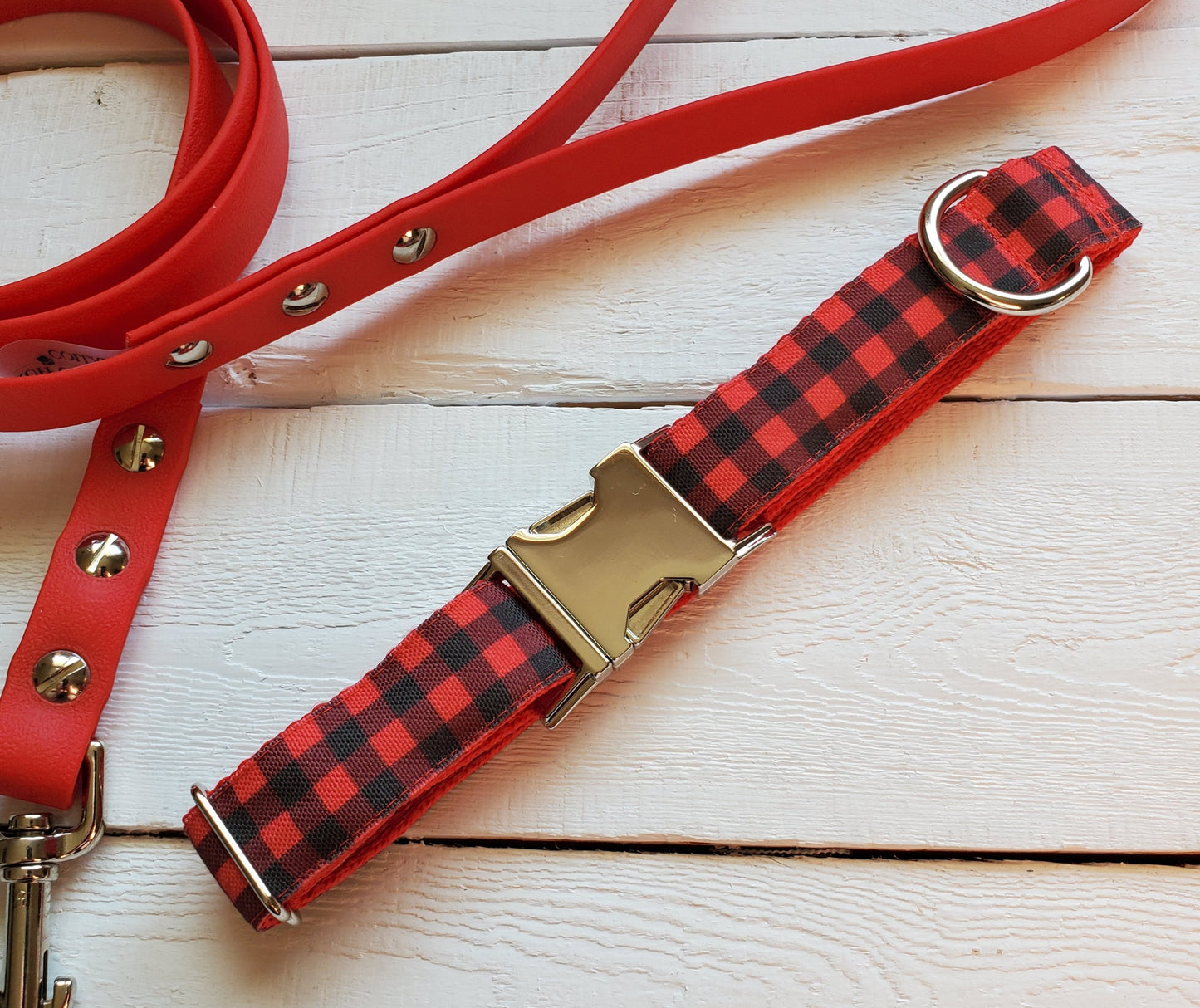 Red & Black Buffalo Plaid collar