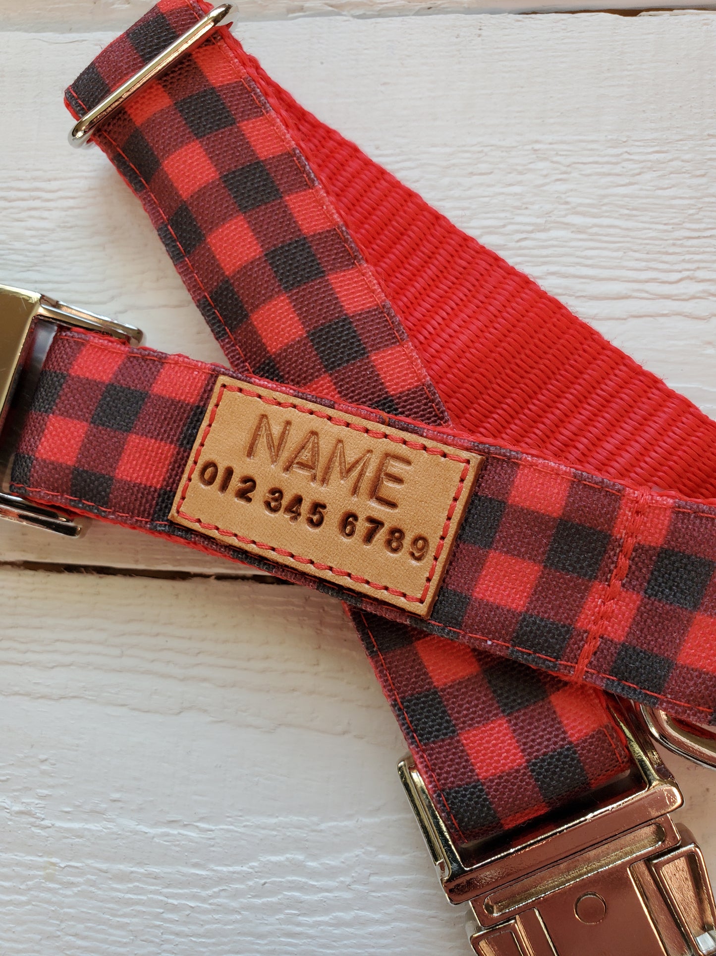 Red & Black Buffalo Plaid collar