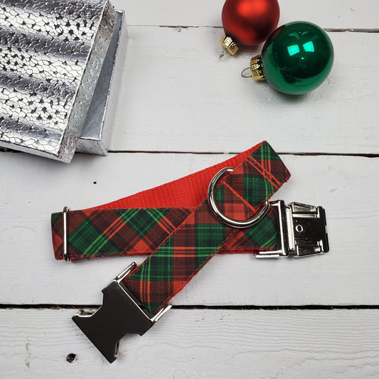 Holiday Plaid dog collar