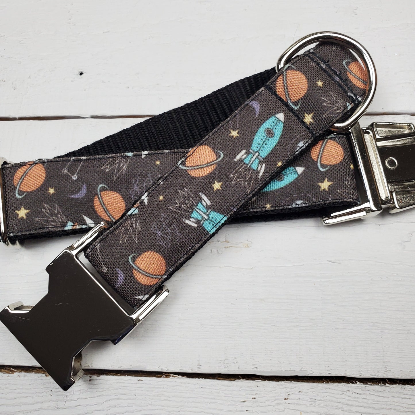 Planets & Spaceships dog collar