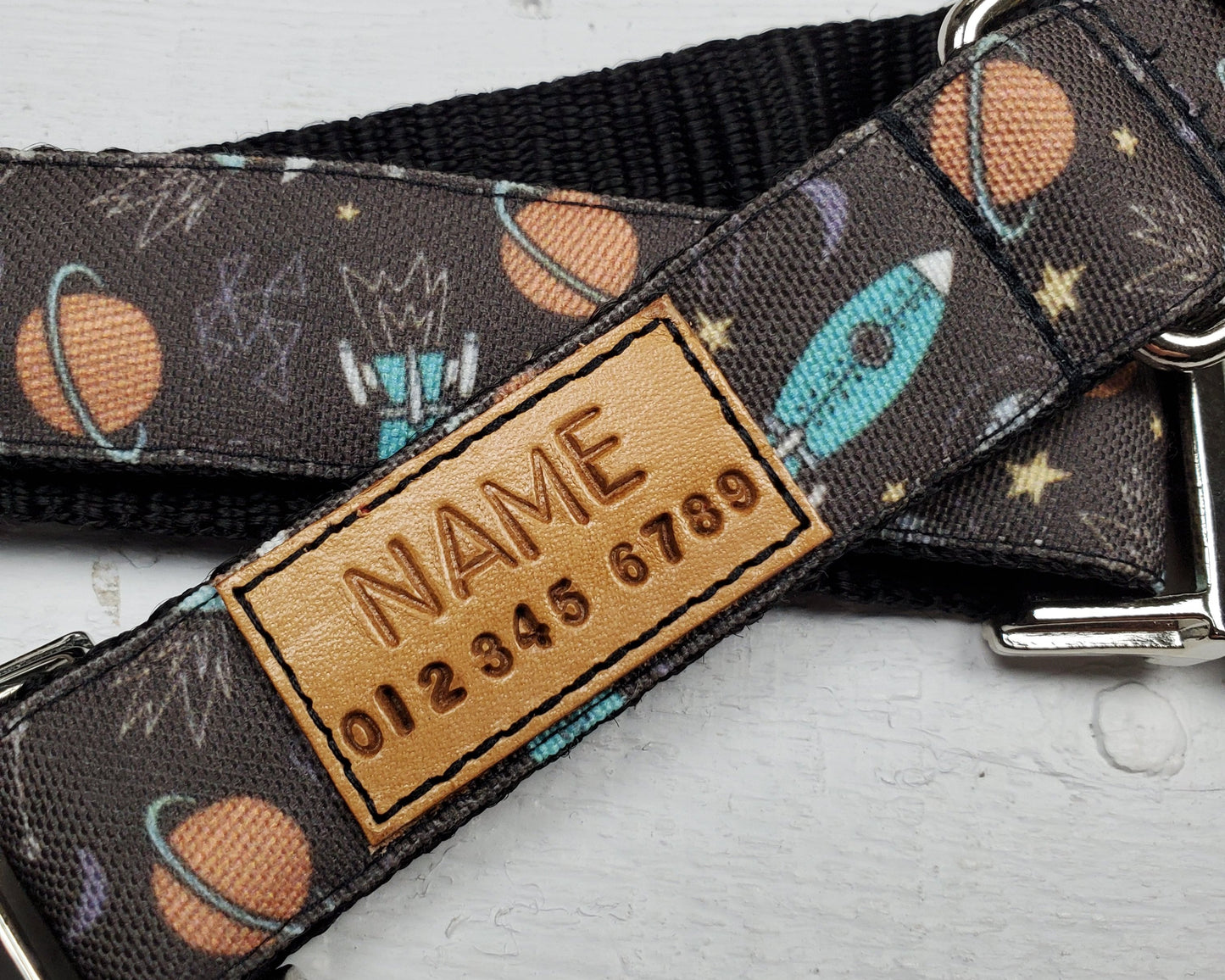 Planets & Spaceships dog collar