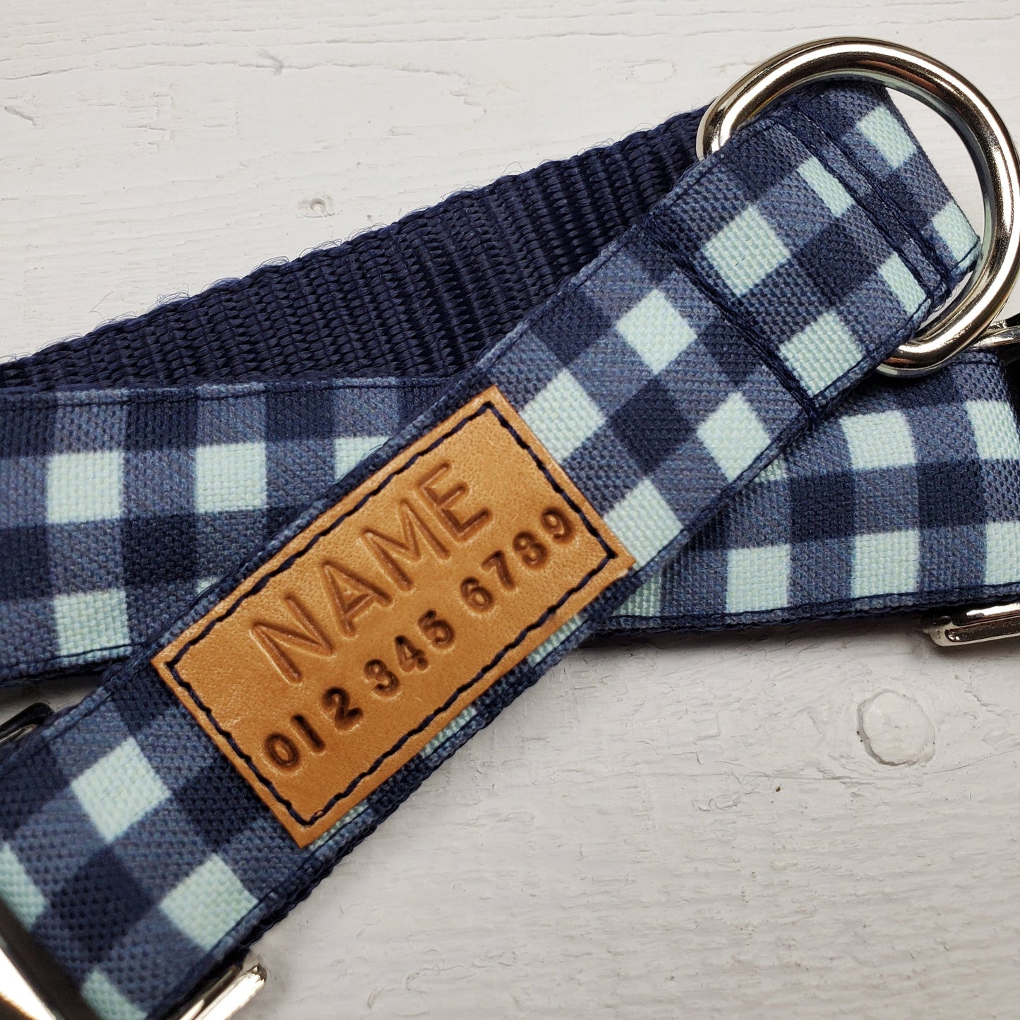 Light Blue & Navy dog collar