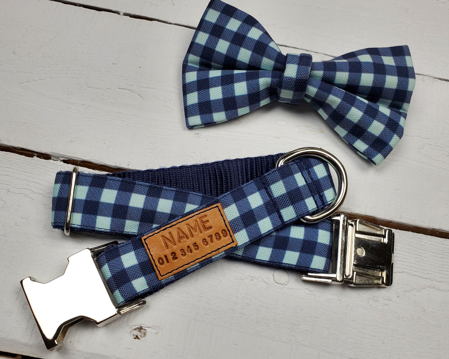 Light Blue & Navy dog collar