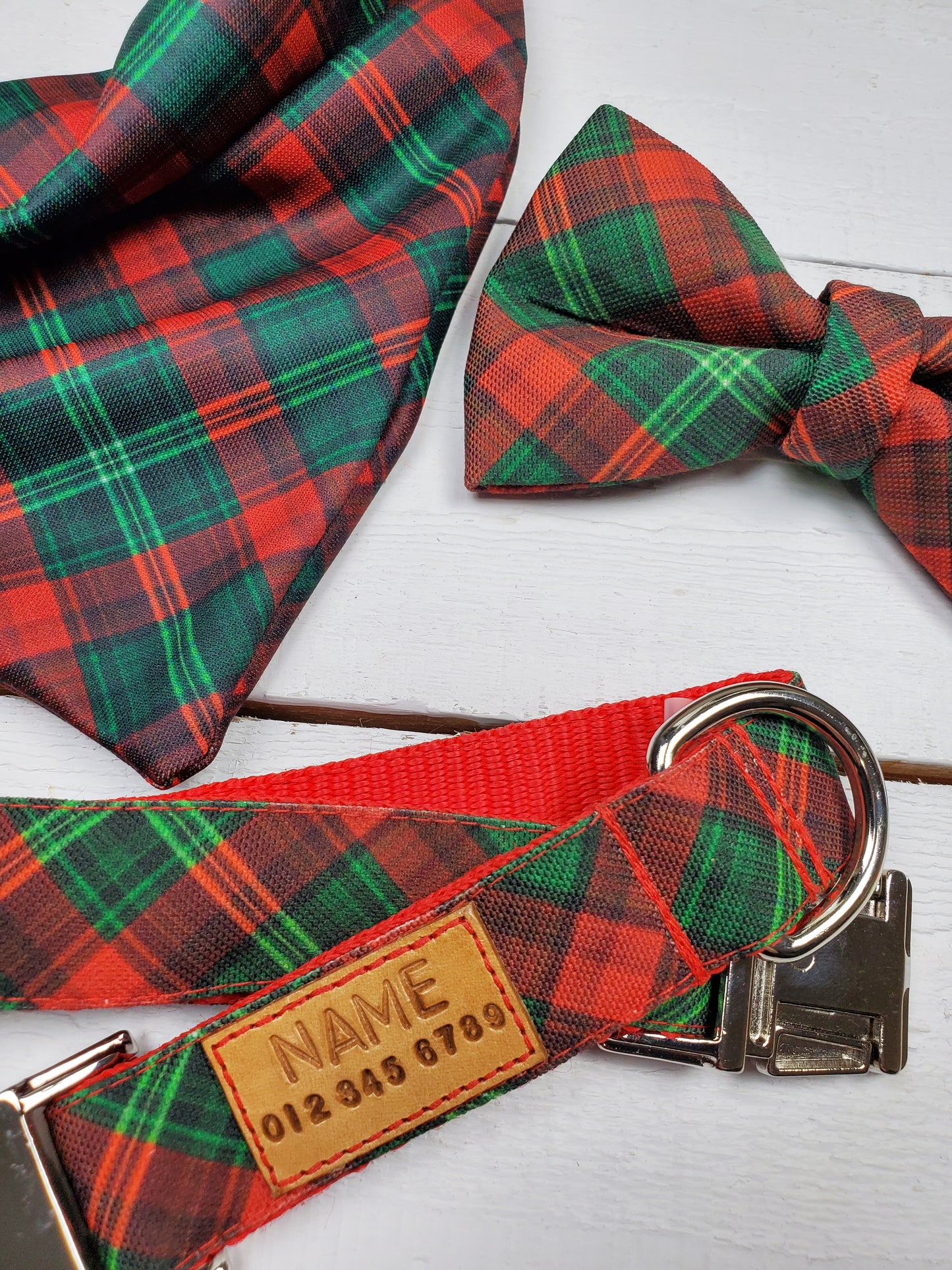 Holiday Plaid dog collar