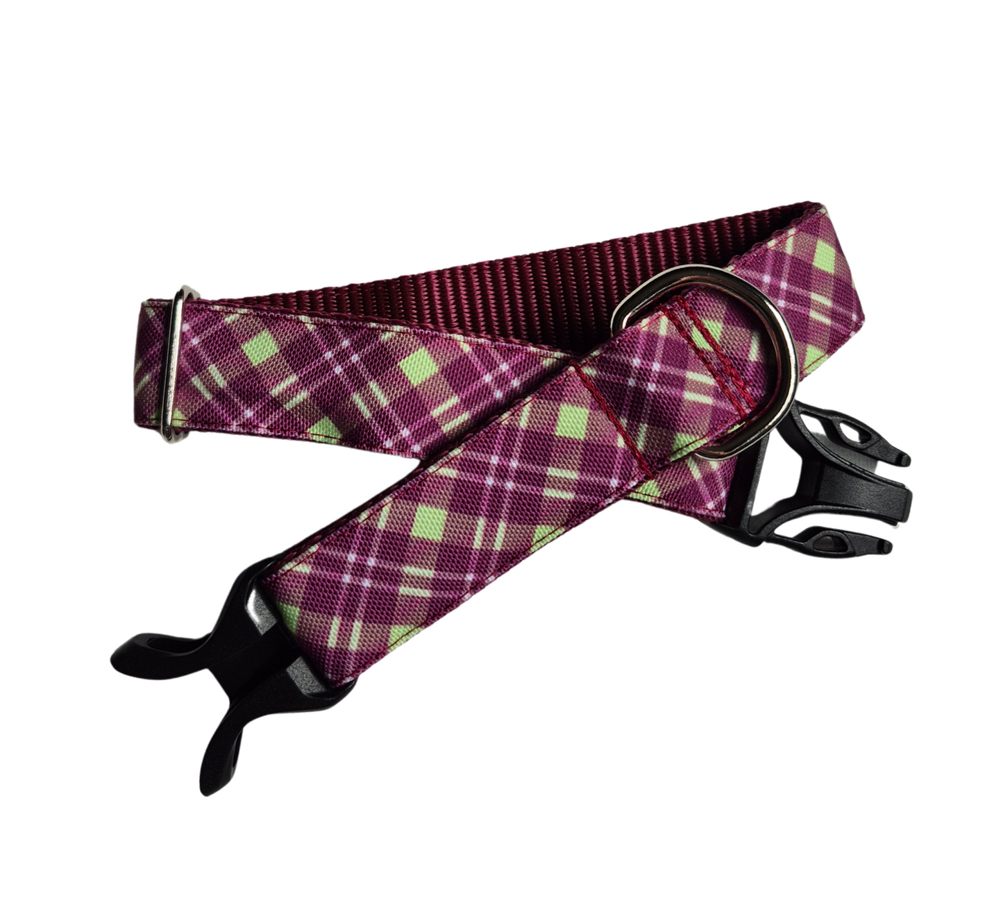 Purple & Green Plaid Dog Collar