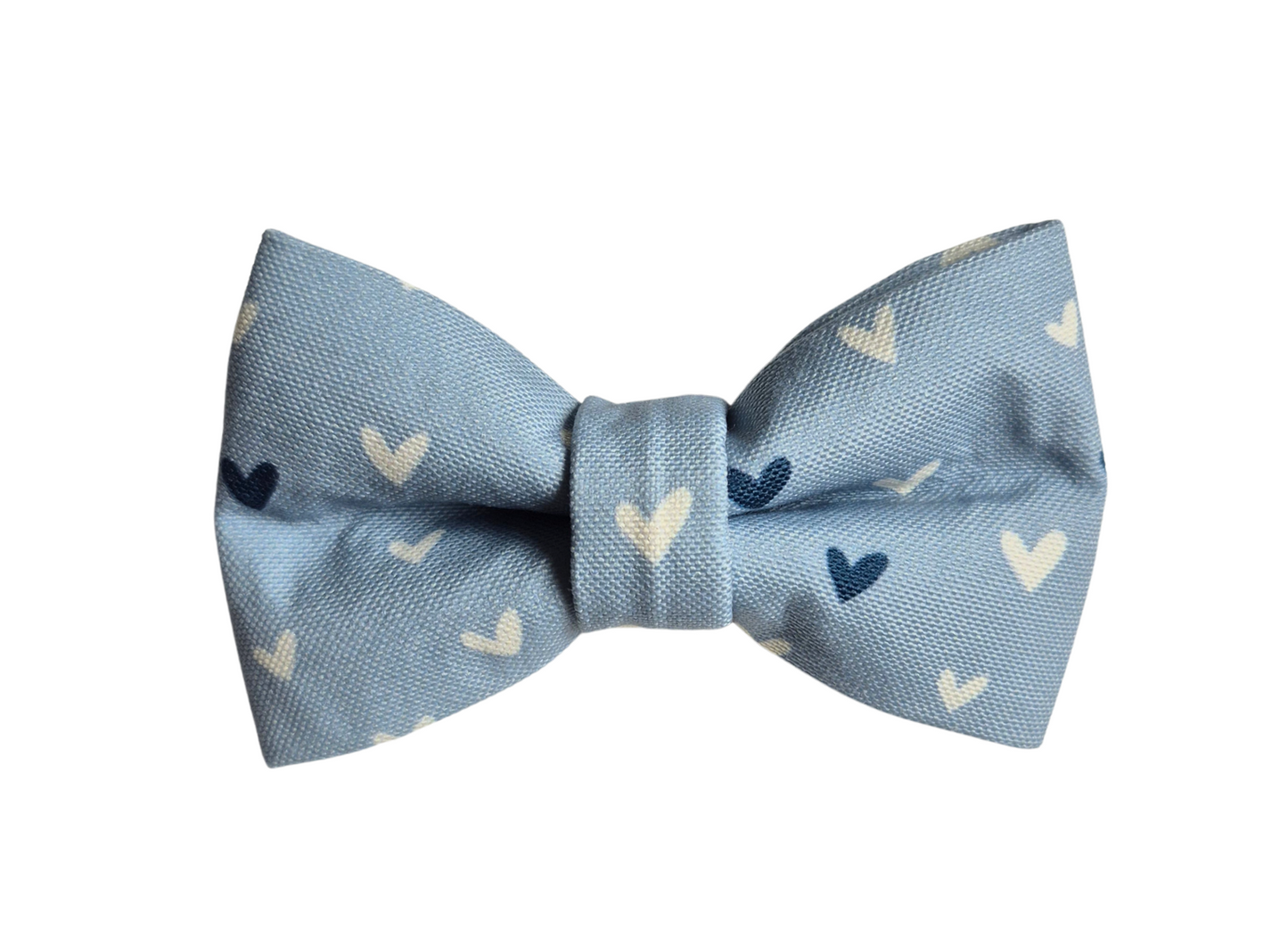 Hearts on Light Blue Over-the-collar Bow