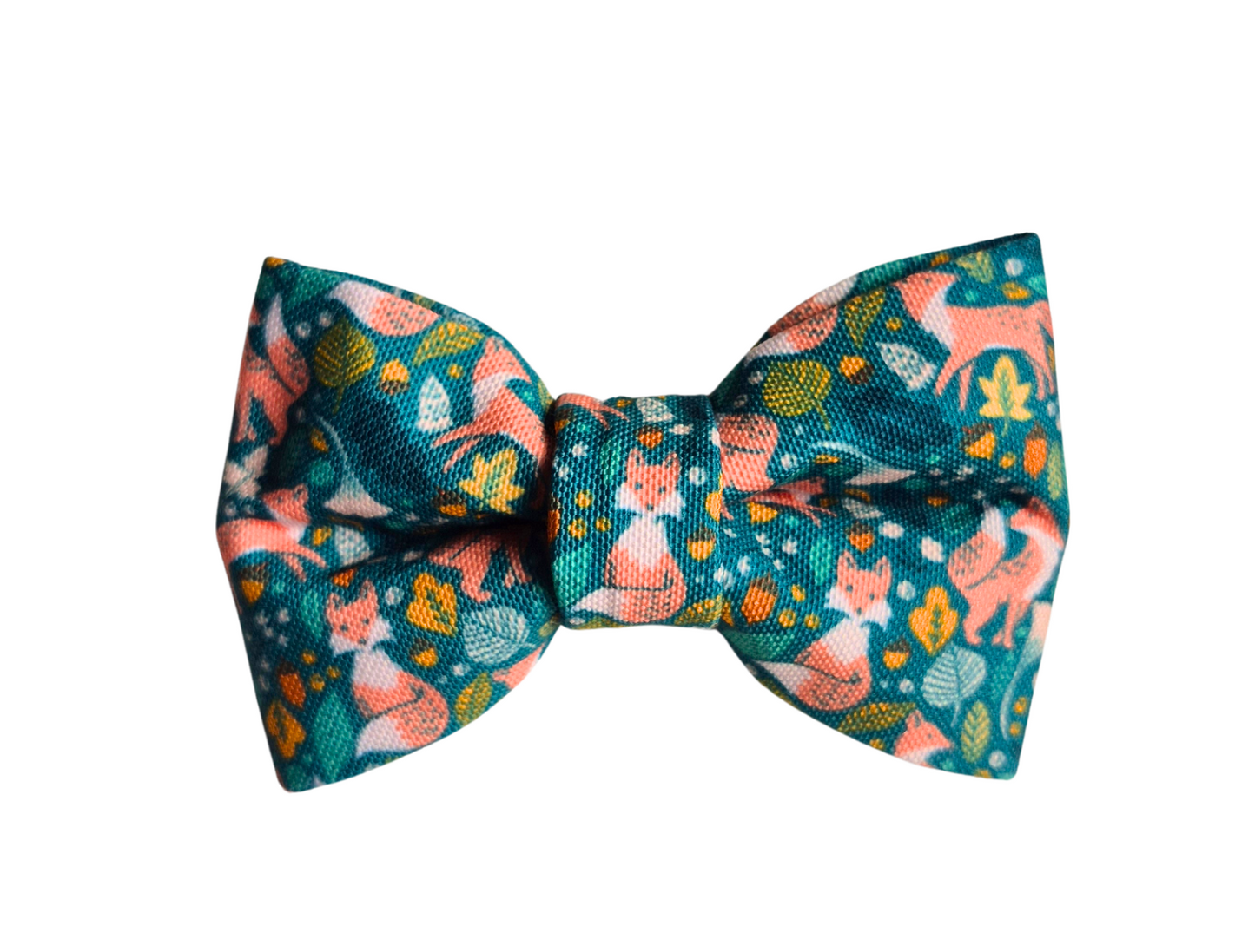 Forest Foxes in Green Over-the-collar Bow