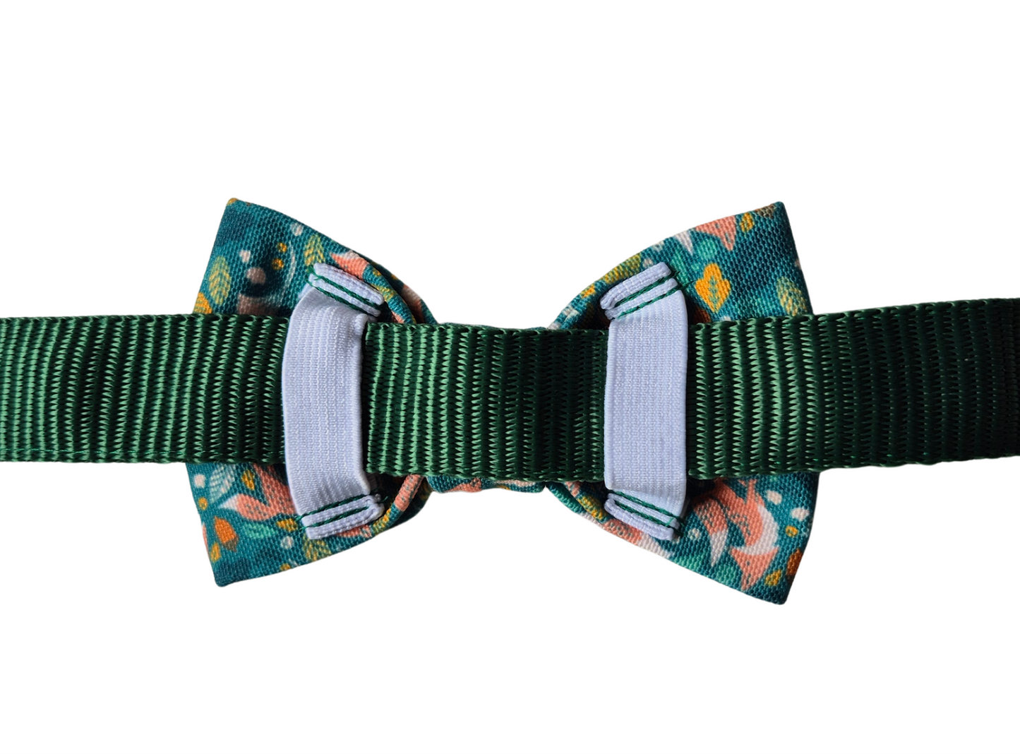 Forest Foxes in Green Over-the-collar Bow