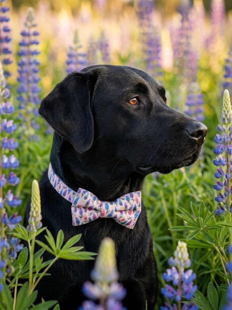 Pink Lupins Over-the-collar Bow