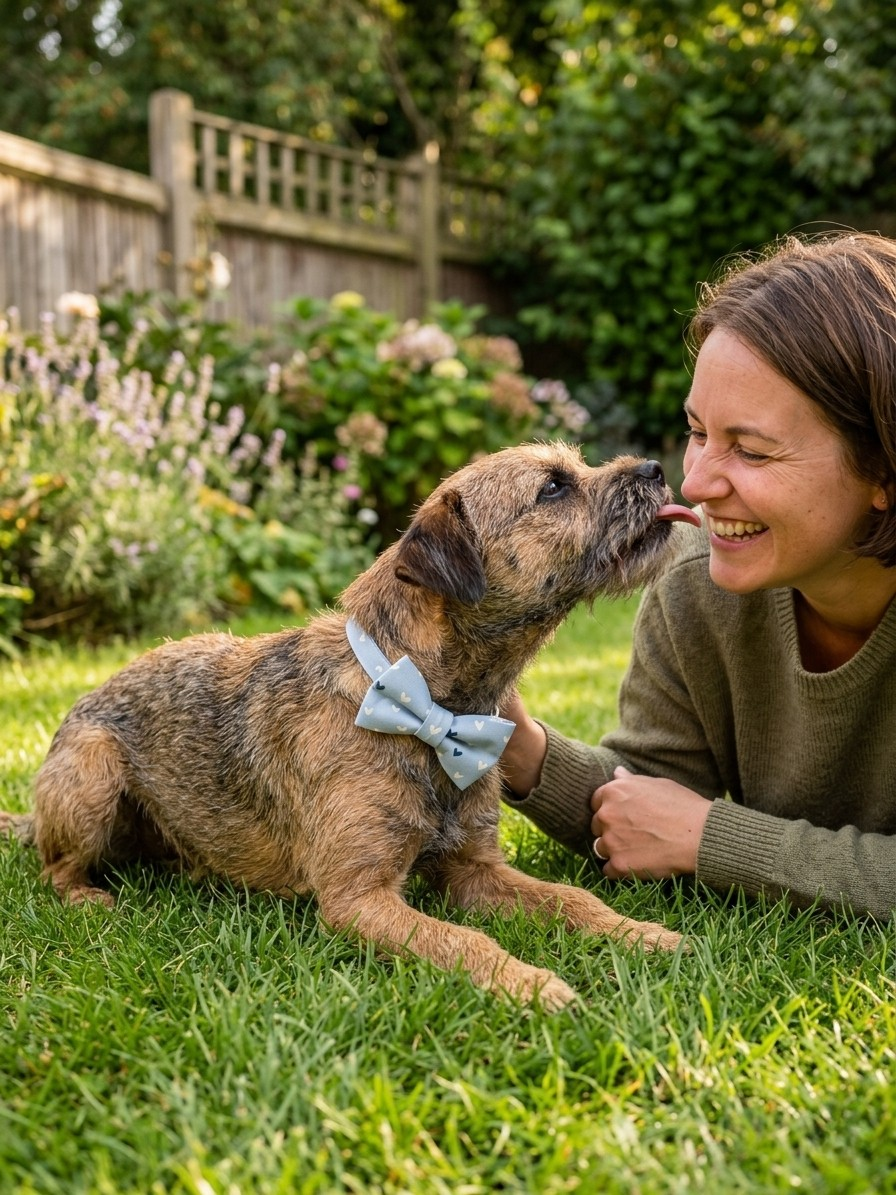 Hearts on Light Blue Over-the-collar Bow