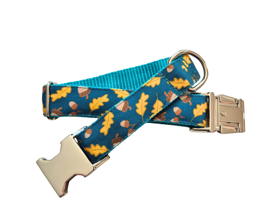 Golden Leaves & Acorns Dog Collar