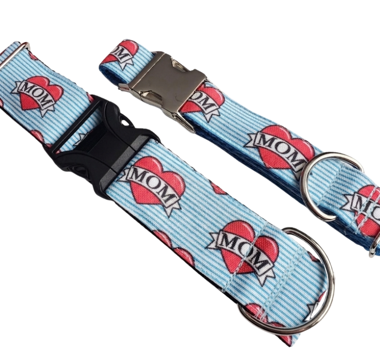 I Love Mom Dog Collar