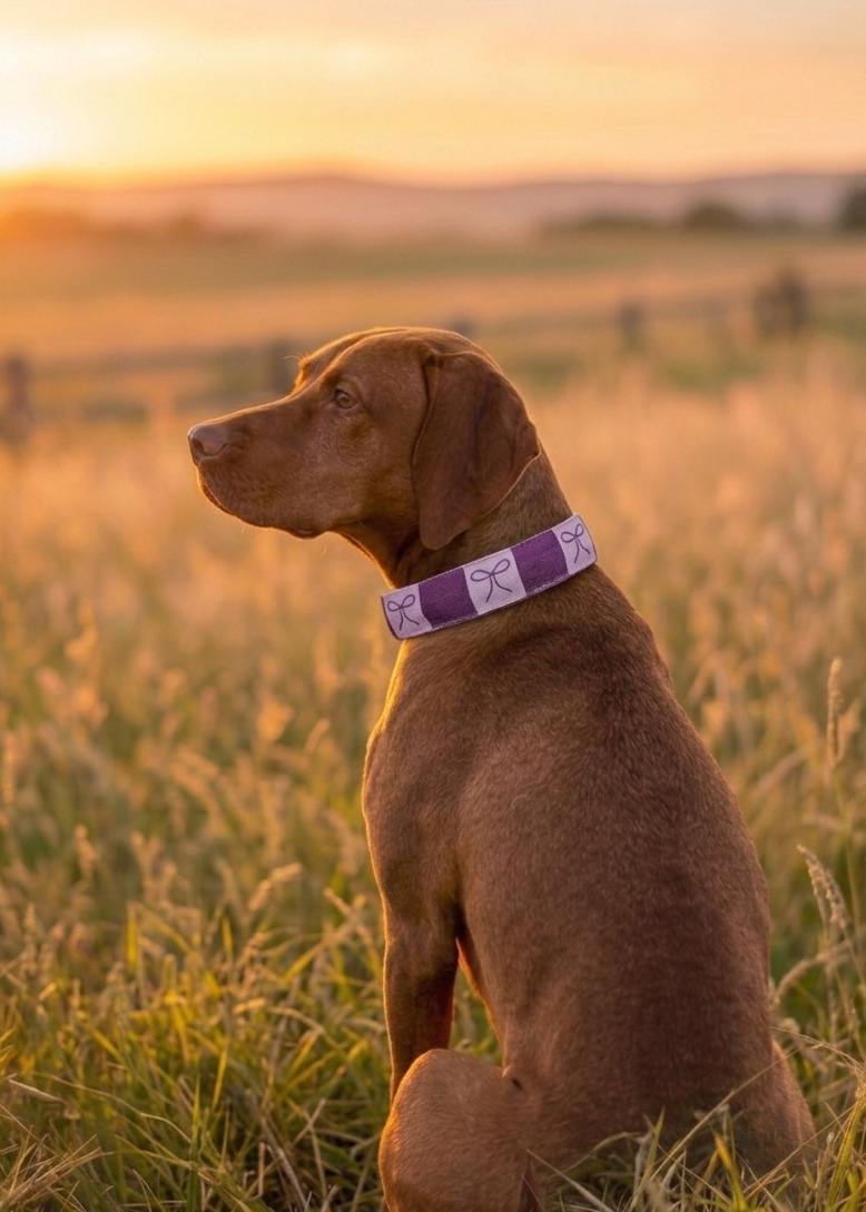Purple Bows Dog Collar
