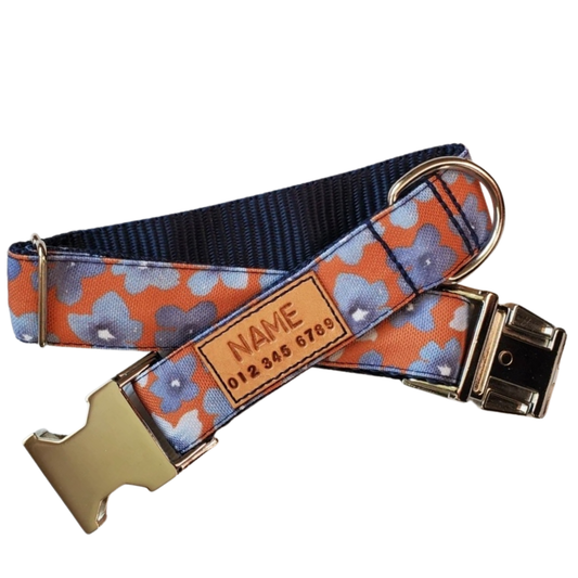 Indigo Floral Dog Collar