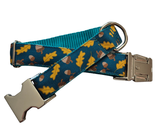 Golden Leaves & Acorns Dog Collar